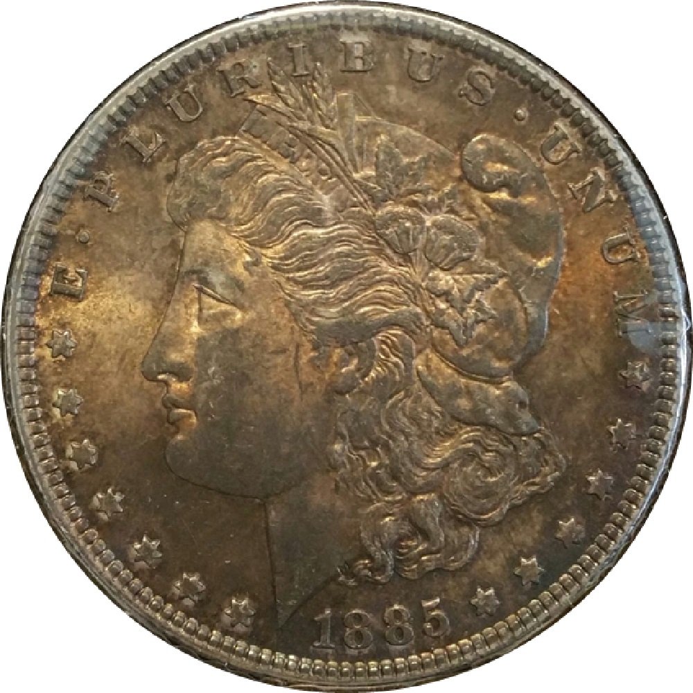 1885-Toned-Morgan-Silver-Dollar
